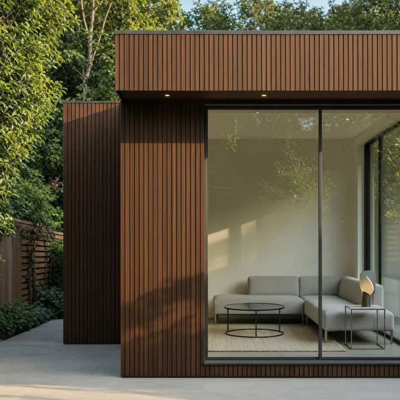 Modern garden room with vertical cladding